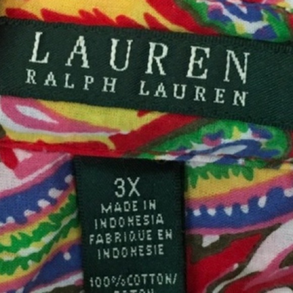 Ralph Lauren Paisley Button Shirt Plus Women Size 3X Multicolor Red - Picture 10 of 12